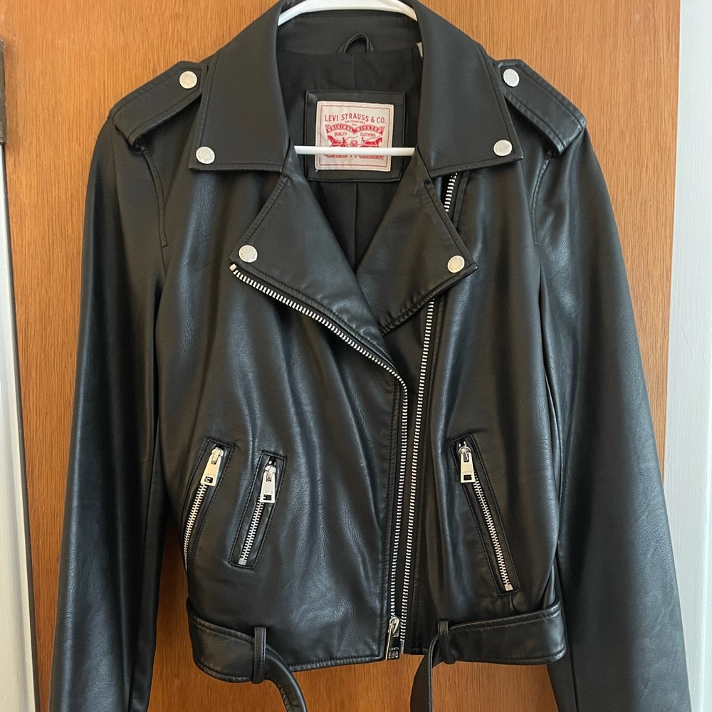 Levi’s Vegan Leather jacket belted Moto bomber